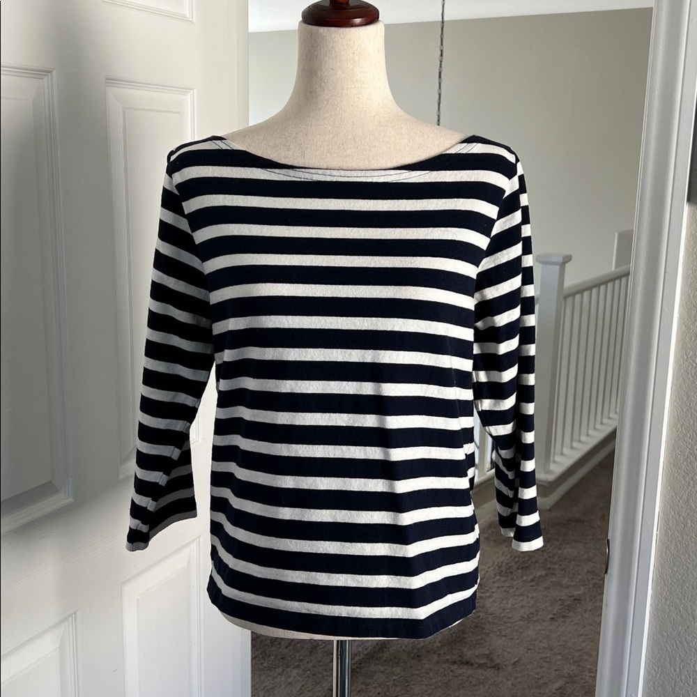 J.Crew Navy and Cream Striped Knit - Size M